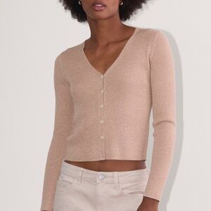 Everlane The Cardigan in Lurex Merino rose gold cardigan medium NWT